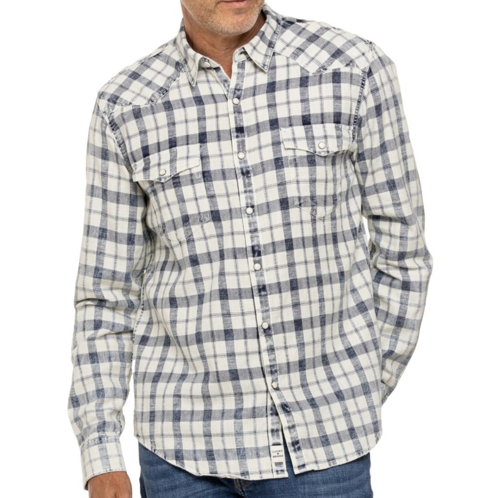 Lucky Brand Indigo Washed Western Shirt, size XL